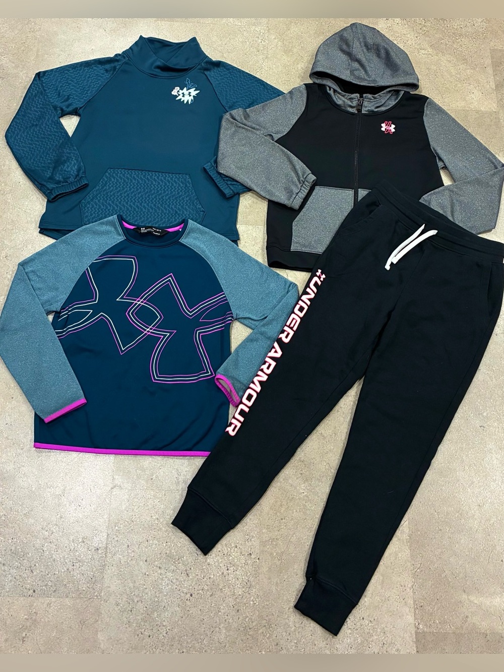 Girls UNDER ARMOUR Sweatshirts & Jogger Sweatpants, sz Large